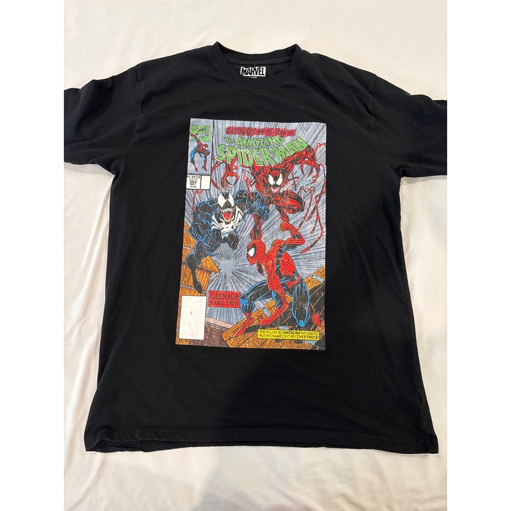 Marvel Amazing Spider-Man Venom Carnage Comic Cover Graphic T-Shirt Black XL